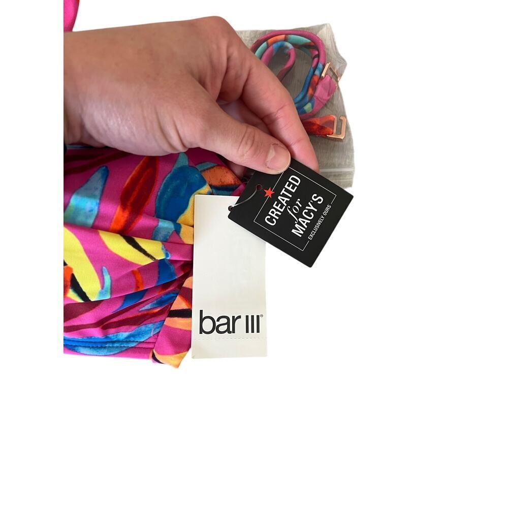 Bar III Women’s Paradise Palms Bandeau Bikini Top in “Magic Magenta” size XS NWT - Picture 6 of 8